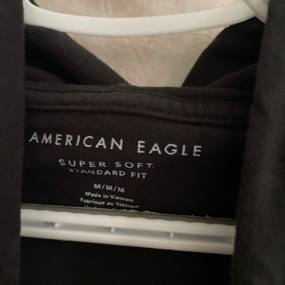 American Eagle men's medium black long sleeve hooded shirt - Picture 3 of 6
